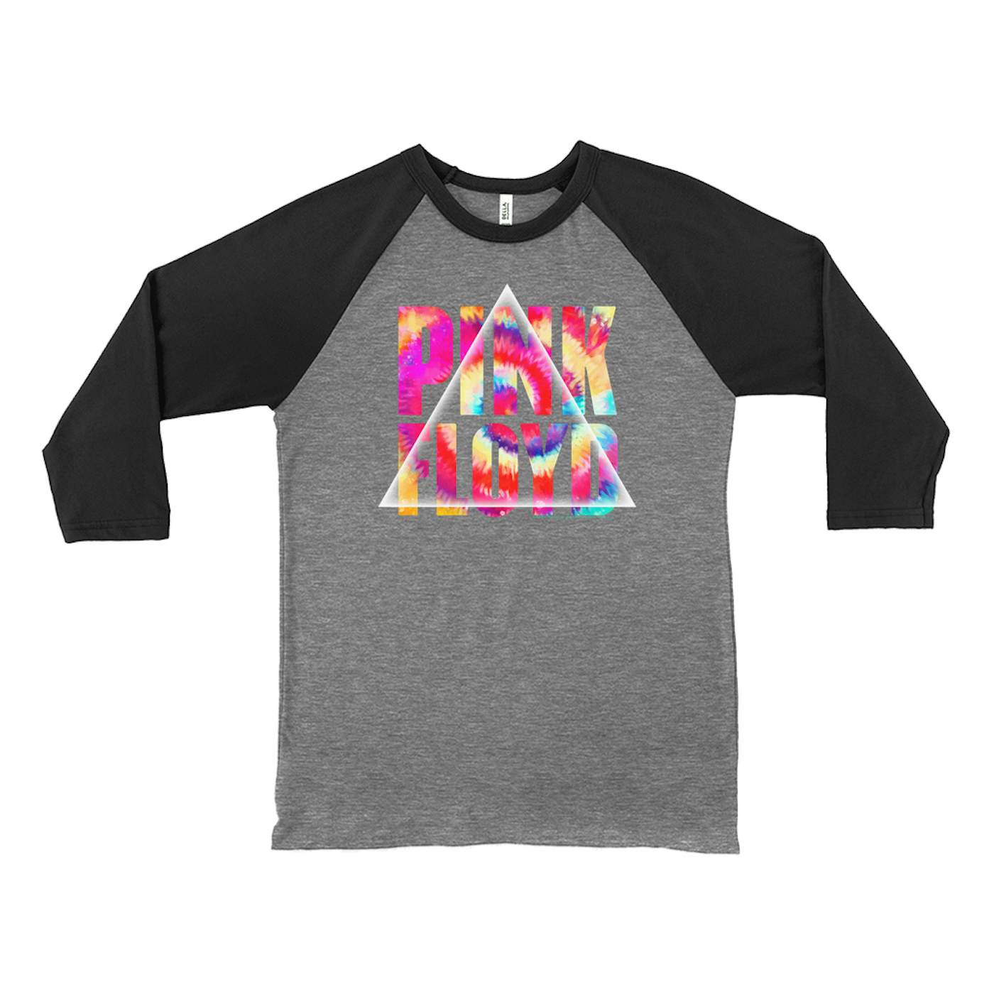 Pink Floyd 3/4 Sleeve Baseball Tee | Tie Dye Prism Logo Pink Floyd Shirt (Merchbar Exclusive)