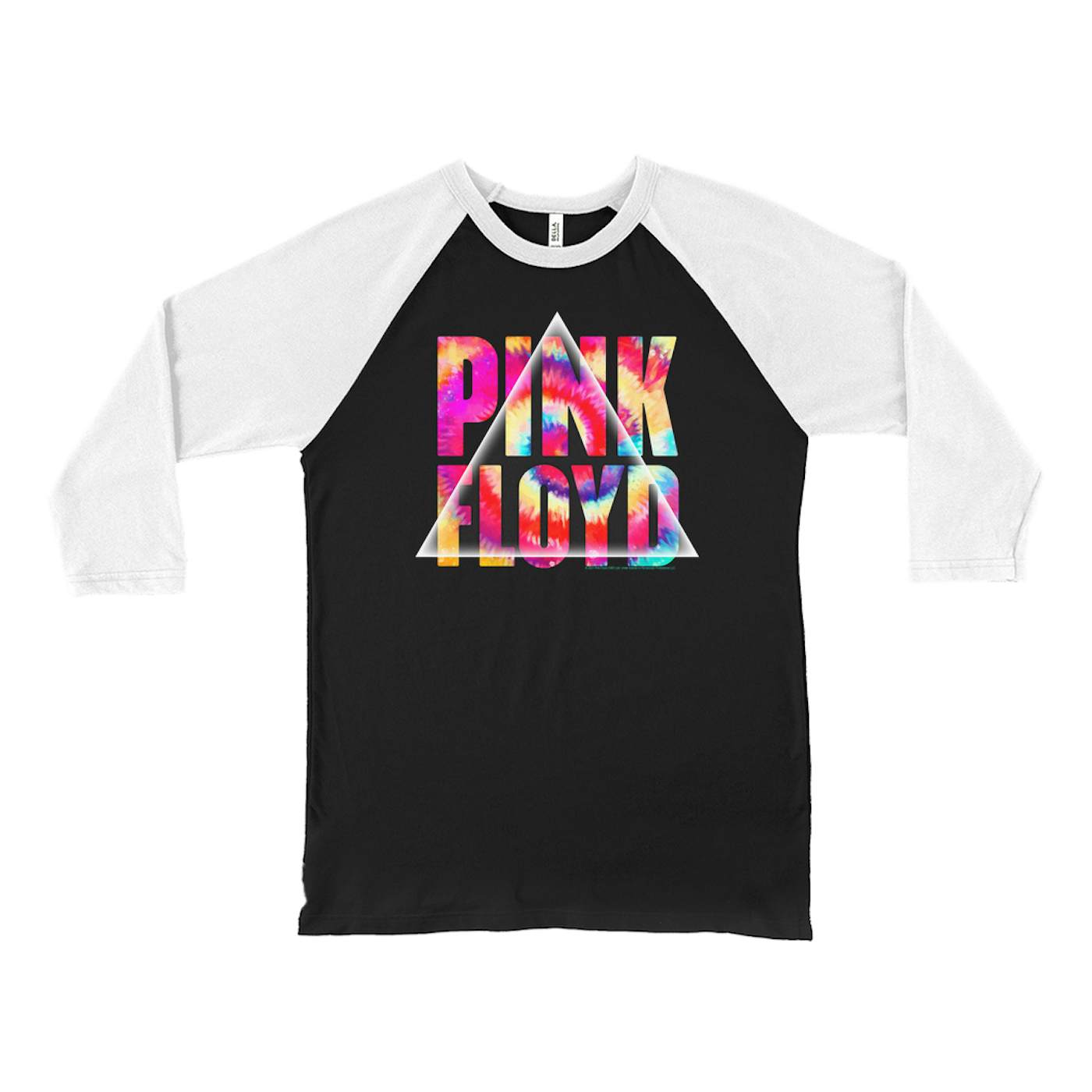 Pink Floyd 3/4 Sleeve Baseball Tee | Tie Dye Prism Logo Pink Floyd Shirt (Merchbar Exclusive)