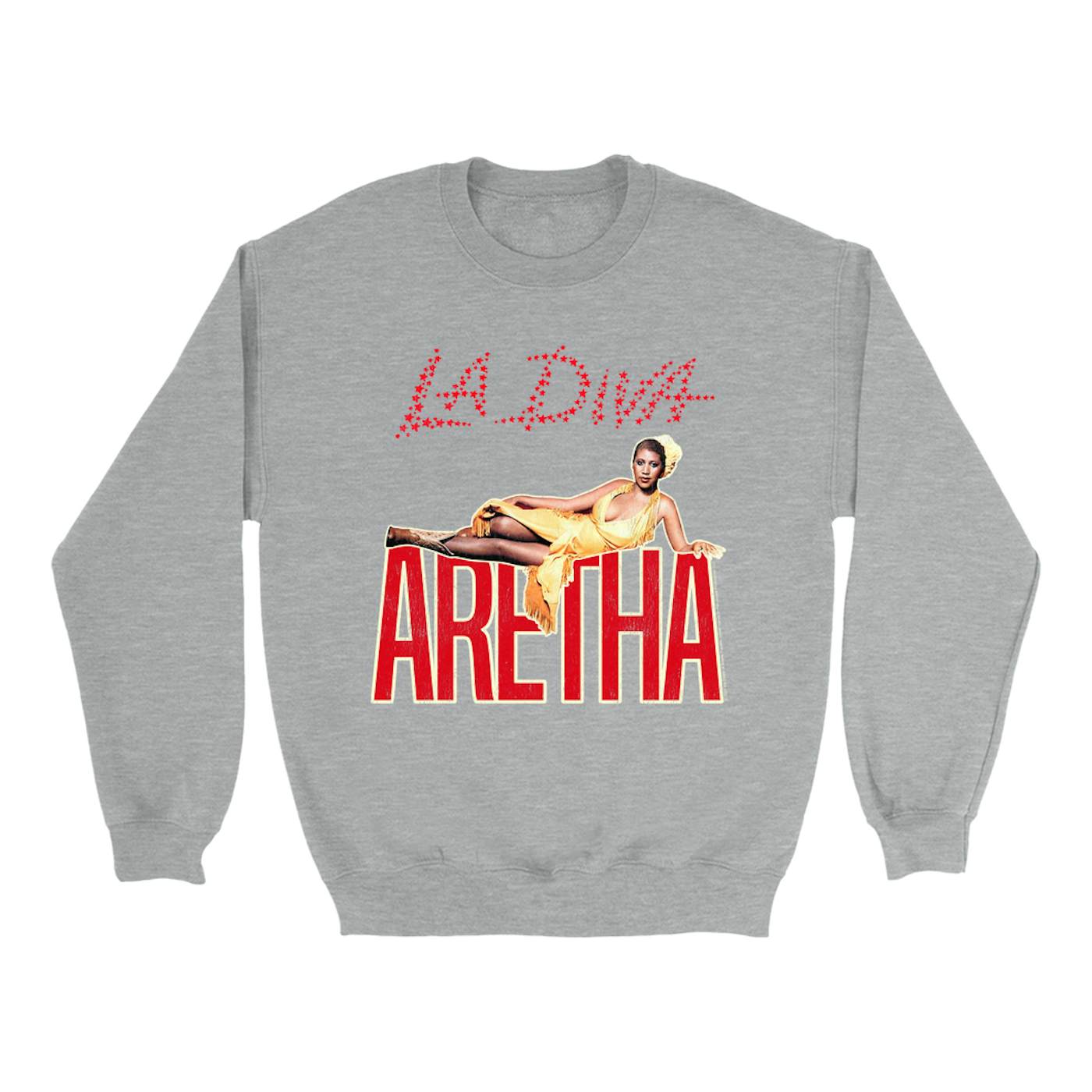 La Diva Album Design Distressed Aretha Franklin Sweatshirt