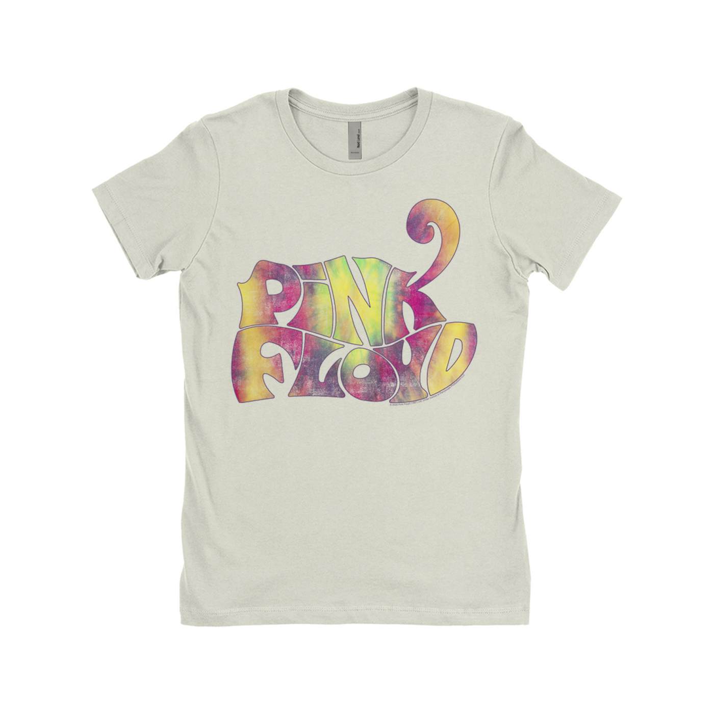 Pink Floyd Ladies' Boyfriend T-Shirt | Tie Dye Groovy Logo Distressed Pink Floyd Shirt (Merchbar Exclusive)