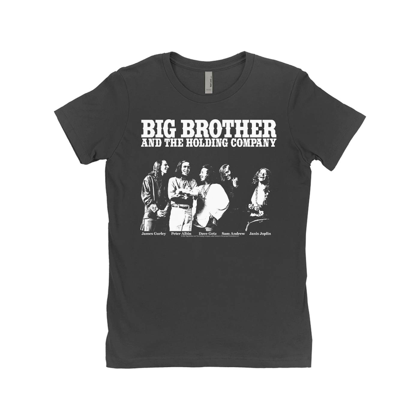 Big Brother & The Holding Company Big Brother and The Holding Co. Ladies' Boyfriend T-Shirt | Featuring Janis Joplin Black and White Photo Big Brother and The Holding Co. Shirt (Merchbar Exclusive)
