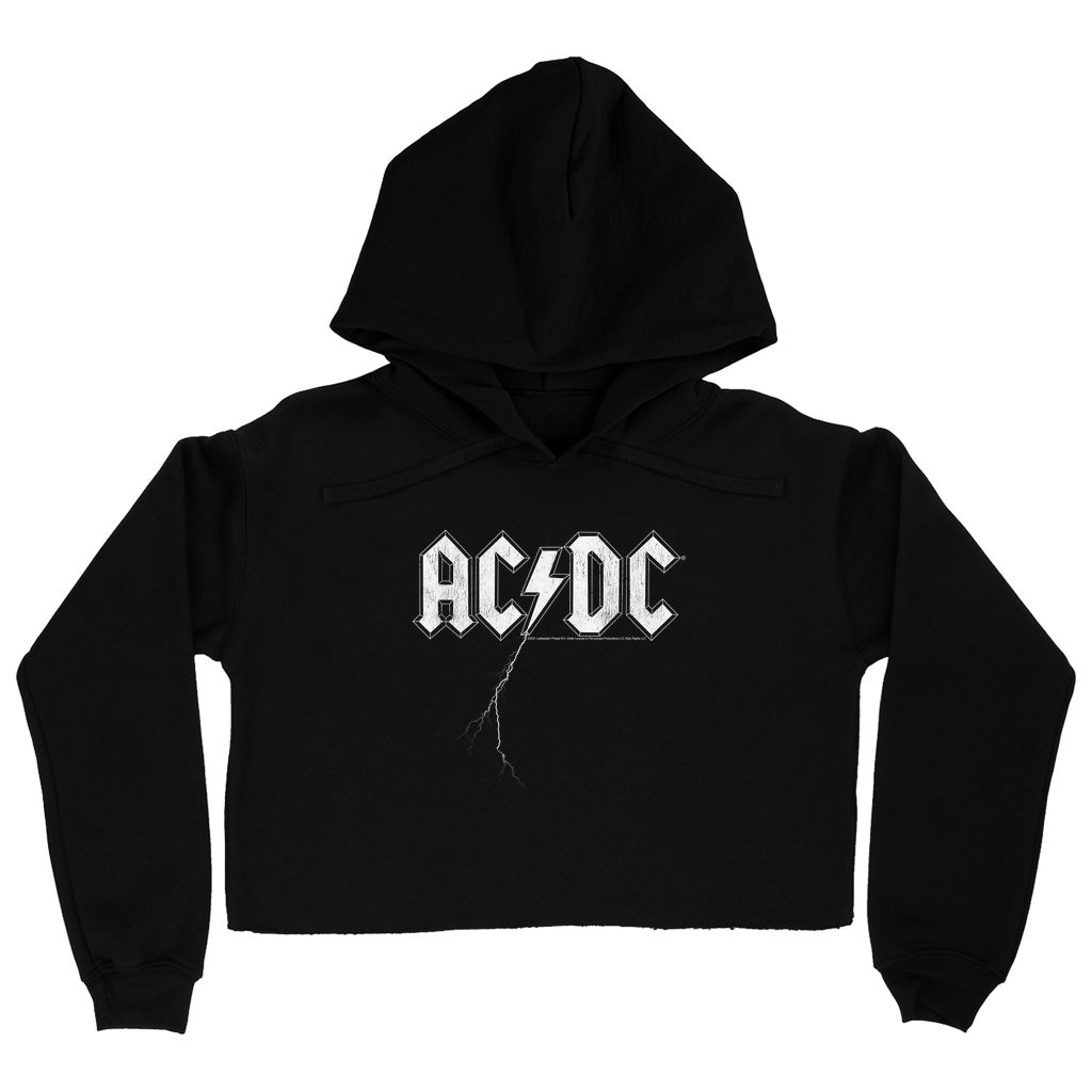 AC/DC Lightning Strike Logo Crop Hoodie (Merchbar Exclusive)