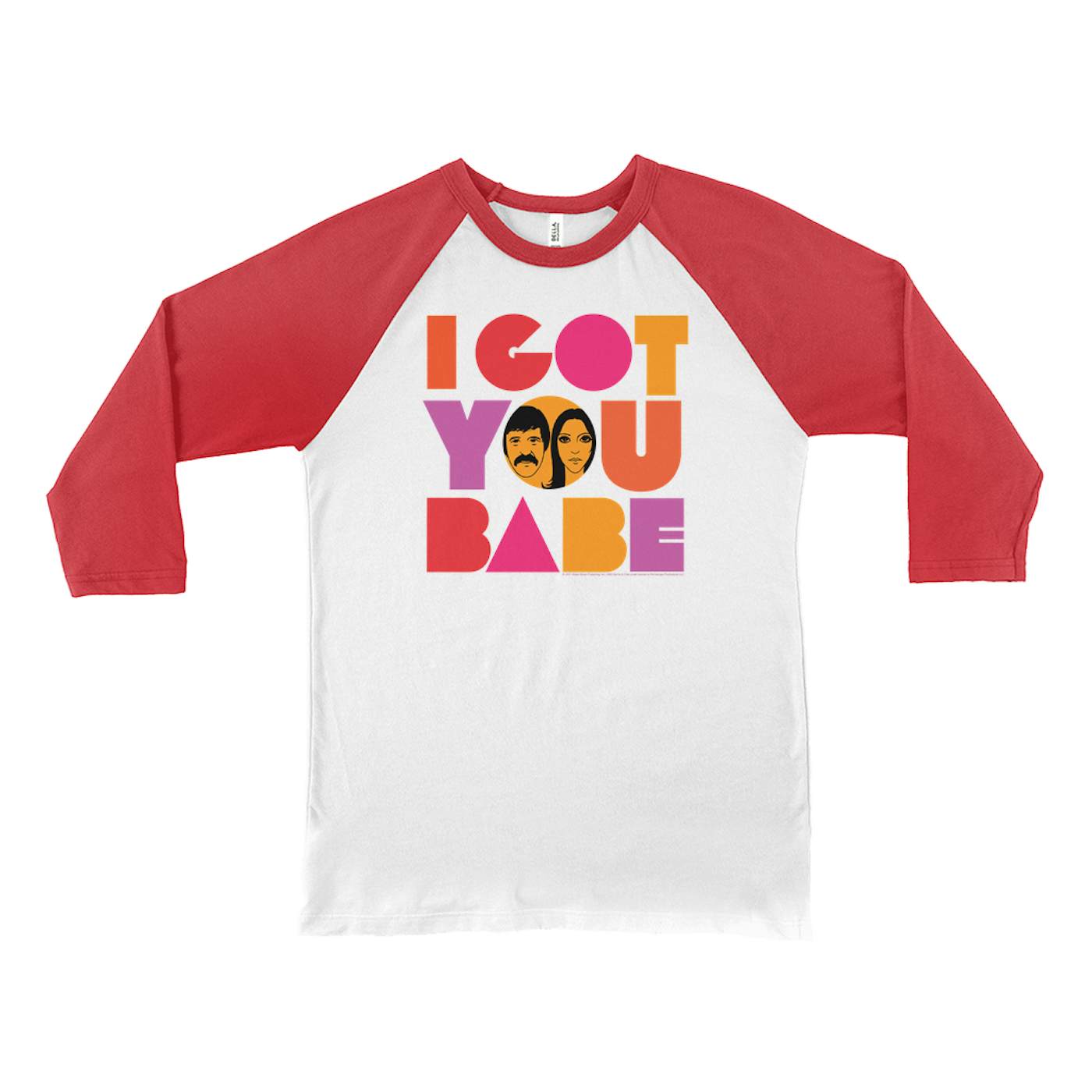 Sonny & Cher 3/4 Sleeve Baseball Tee | I Got You Babe Bright Logo Image Sonny and Cher Shirt