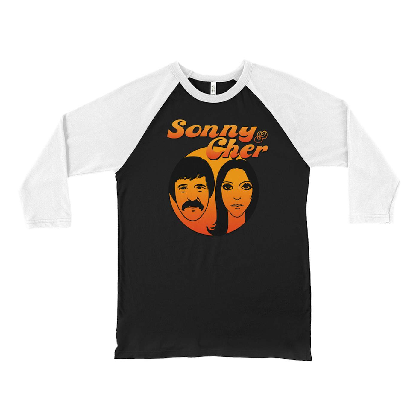 Sonny & Cher 3/4 Sleeve Baseball Tee | Comedy Hour Illustration And Logo Ombre Sonny and Cher Shirt
