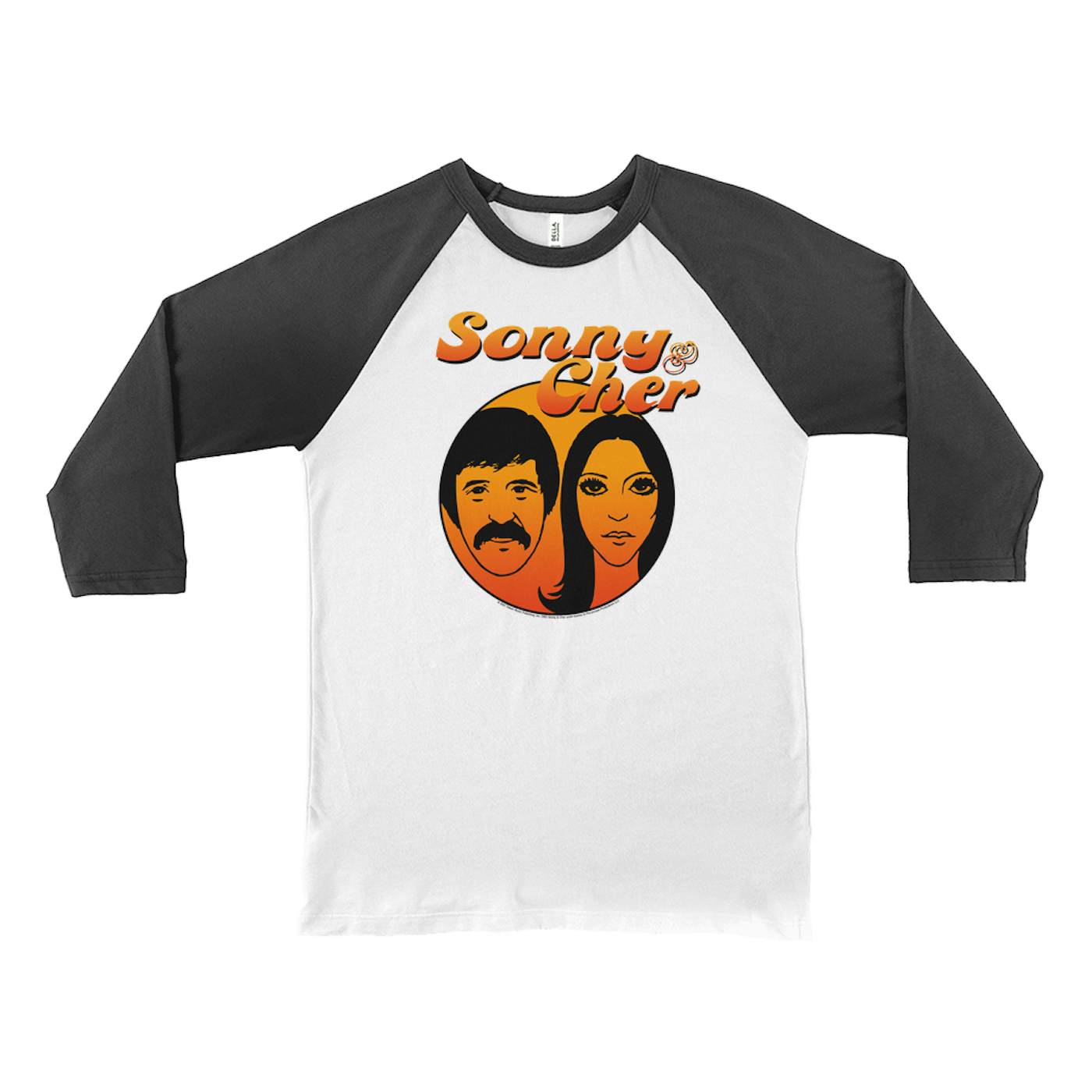 Sonny & Cher 3/4 Sleeve Baseball Tee | Comedy Hour Illustration And Logo Ombre Sonny and Cher Shirt