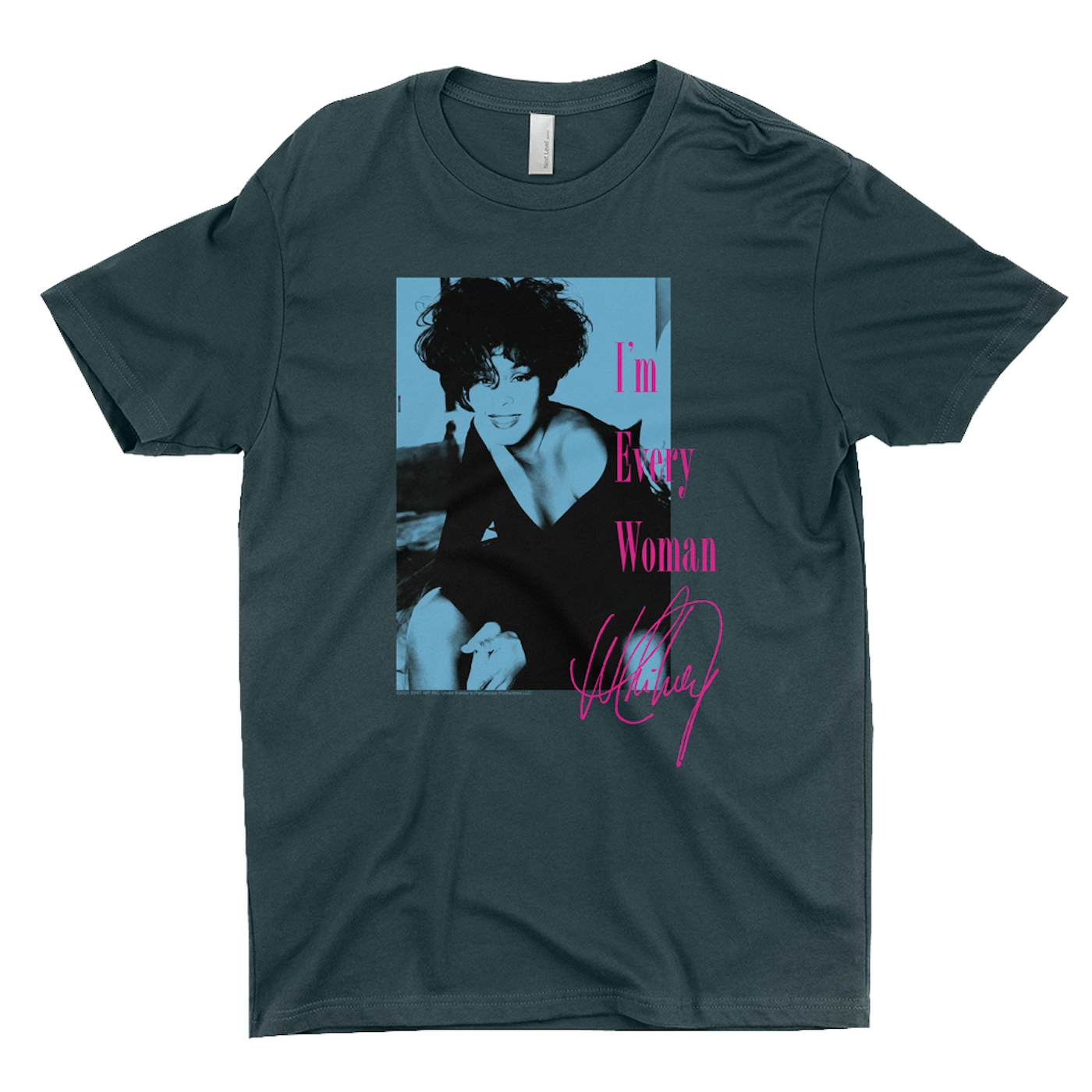 Whitney Houston T-Shirt | I'm Every Woman Pink And Turquoise