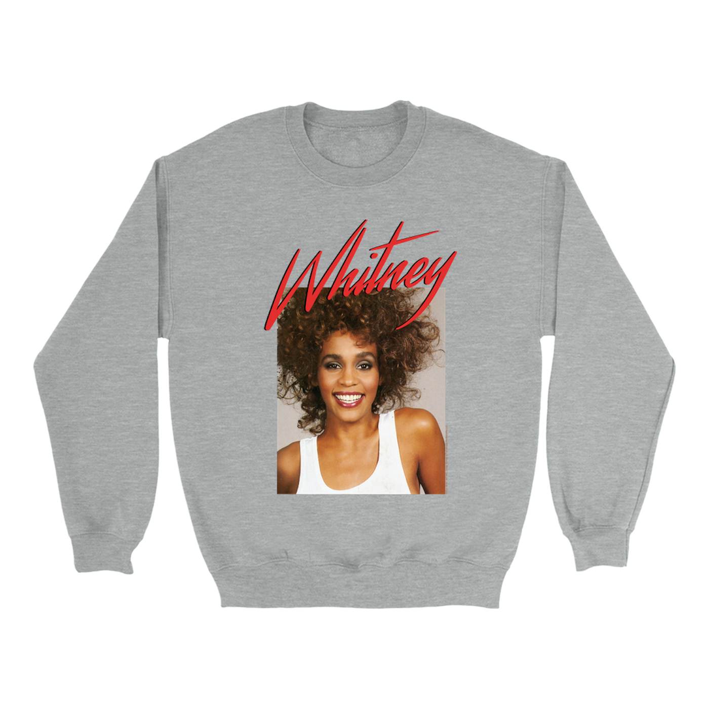 Whitney Houston Sweatshirt | 1987 Photo And Red Logo Image Whitney Houston Sweatshirt