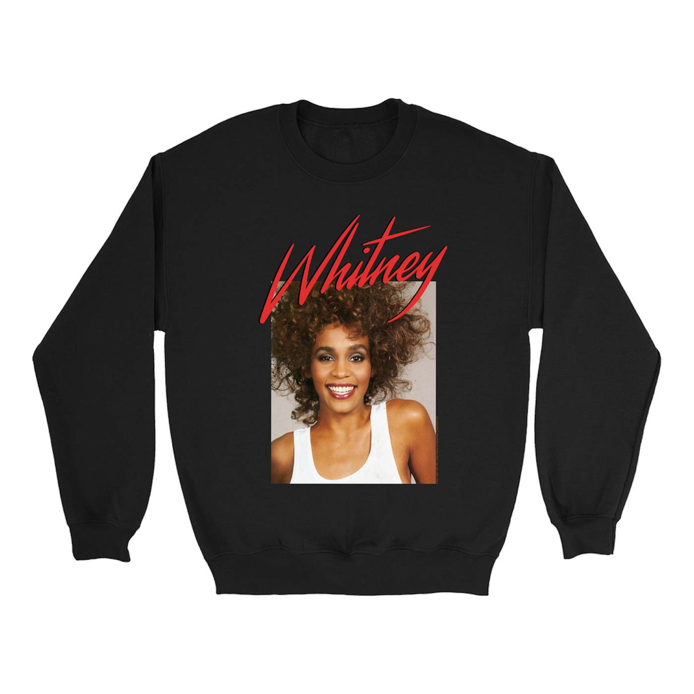 Whitney Houston Sweatshirt | 1987 Photo And Red Logo Image Whitney Houston Sweatshirt