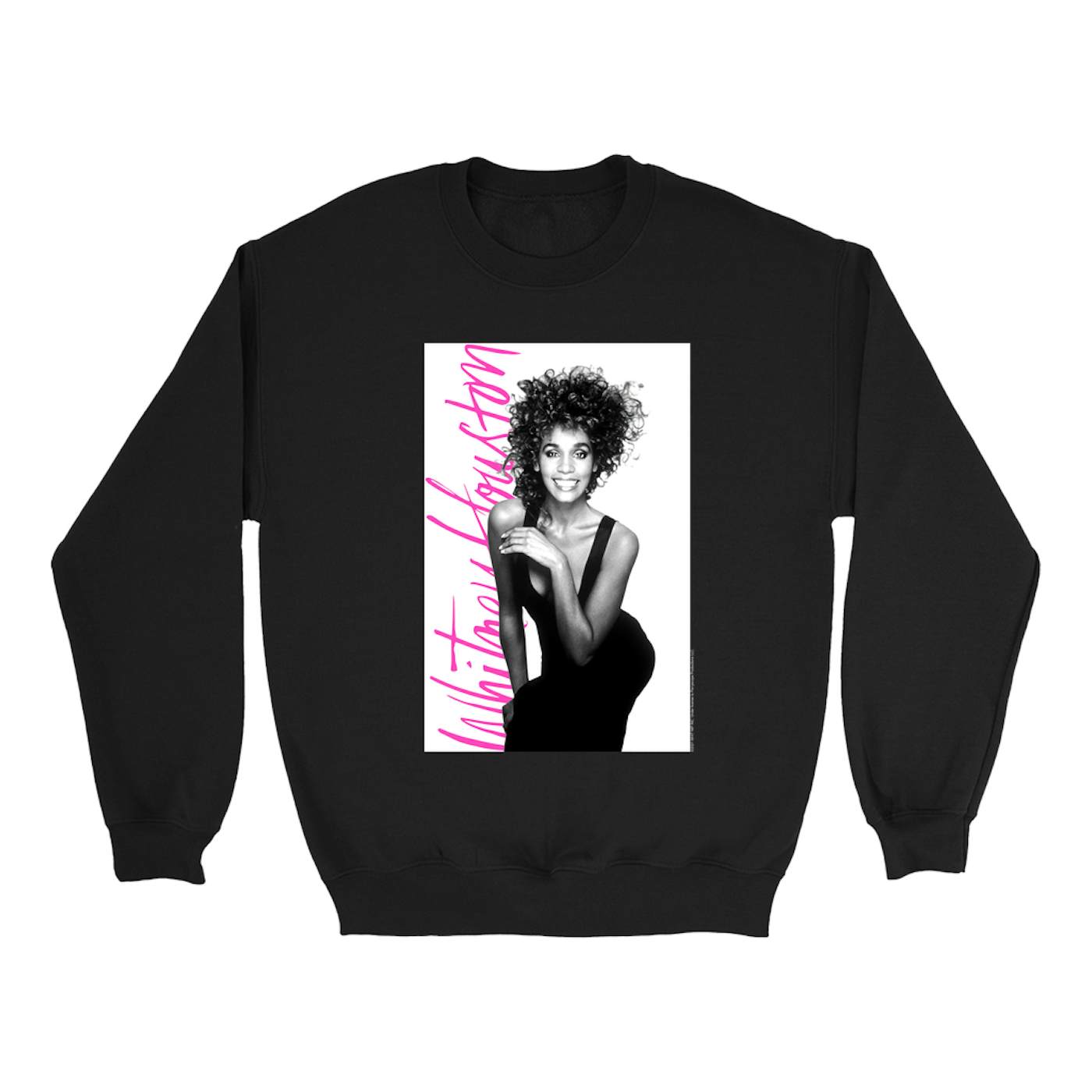 Whitney Houston Sweatshirt | Album Photo With Hot Pink Signature Image Whitney Houston Sweatshirt