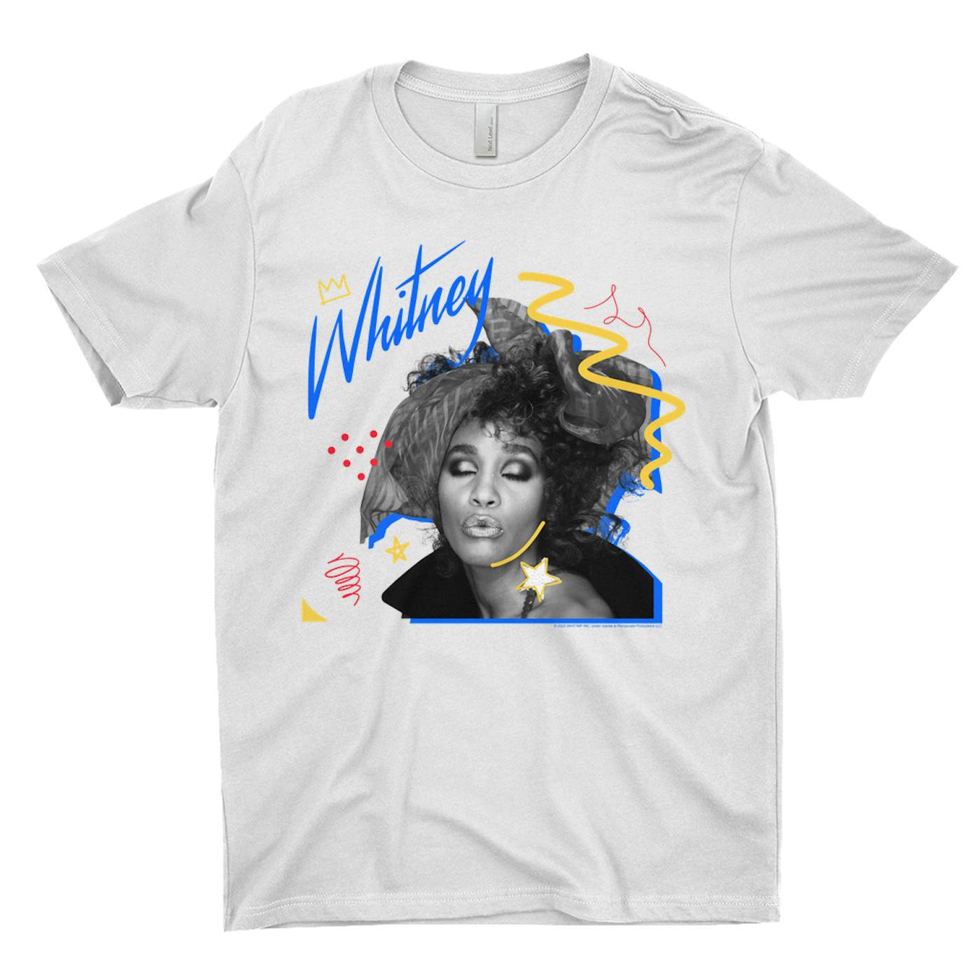 Whitney Houston T-Shirt | Funky Colorful 1987 Photo Image Design Whitney Houston Shirt (Merchbar Exclusive)