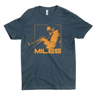 Miles Davis T-Shirt | Miles Playing Trumpet Orange Design Miles Davis Shirt