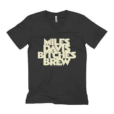 Miles Davis Unisex V-neck T-Shirt | Bitches Brew White Logo Miles Davis Shirt