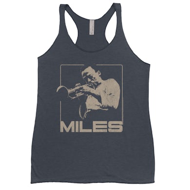 Miles Davis Ladies' Tank Top | Miles Playing Trumpet Distressed Design Miles Davis Shirt (Merchbar Exclusive)