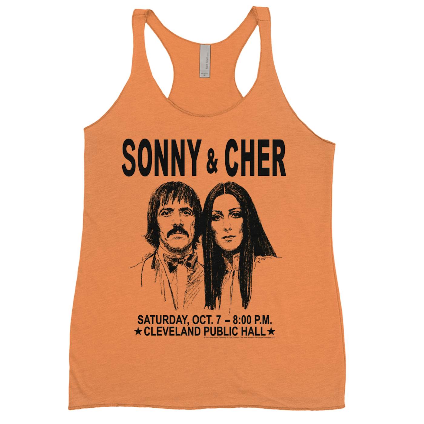 Sonny & Cher Bold Colored Racerback Tank | Cleaveland Hall Concert Poster Sonny and Cher Shirt