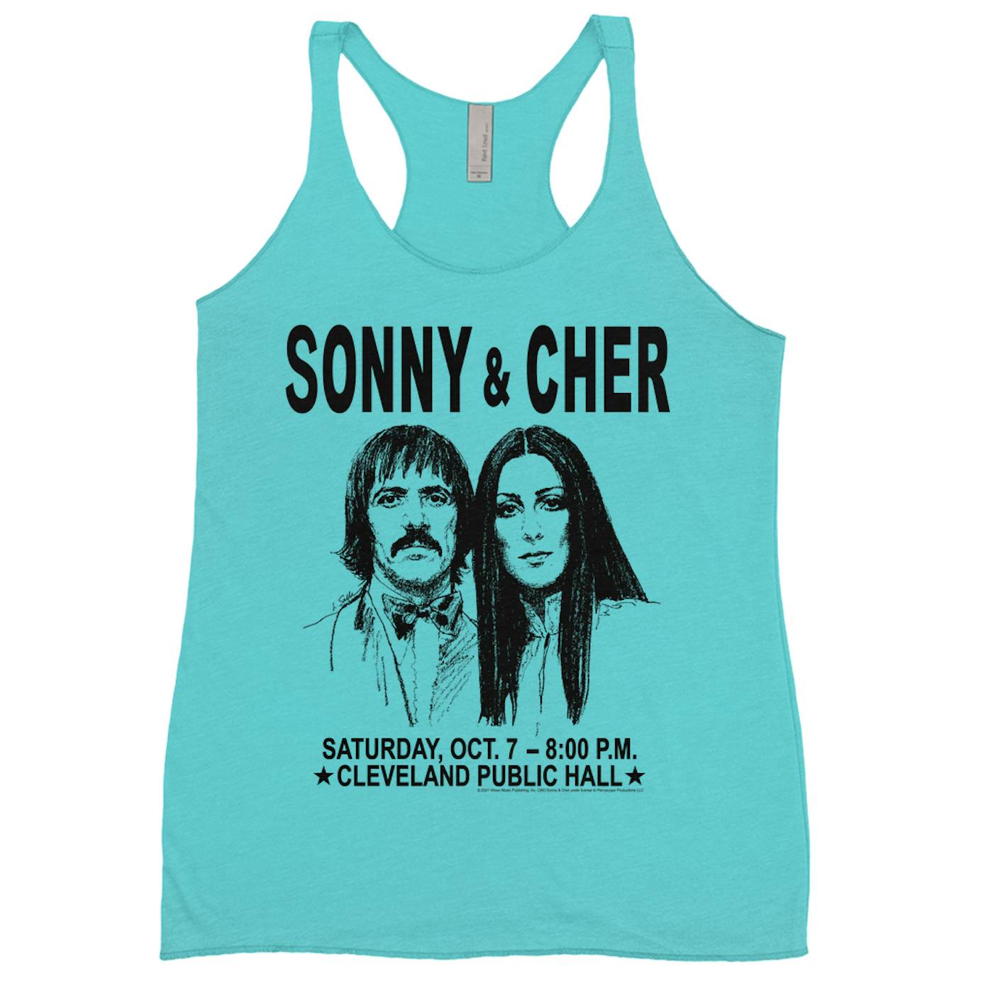 Sonny & Cher Bold Colored Racerback Tank | Cleaveland Hall Concert Poster Sonny and Cher Shirt
