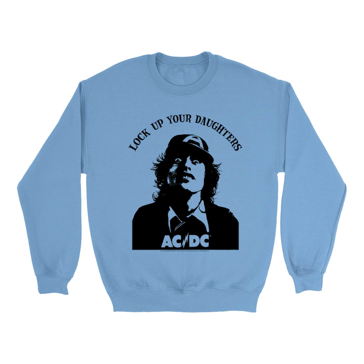 AC/DC Bright Colored Sweatshirt | Lock Up Your Daughters Featuring Angus Young Design ACDC Sweatshirt