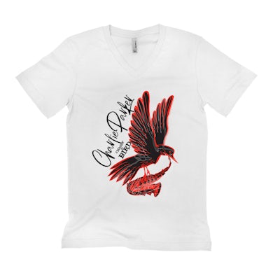 Charlie Parker Unisex V-neck T-Shirt | Chasin' The Bird Black And Red Design Charlie Parker Shirt