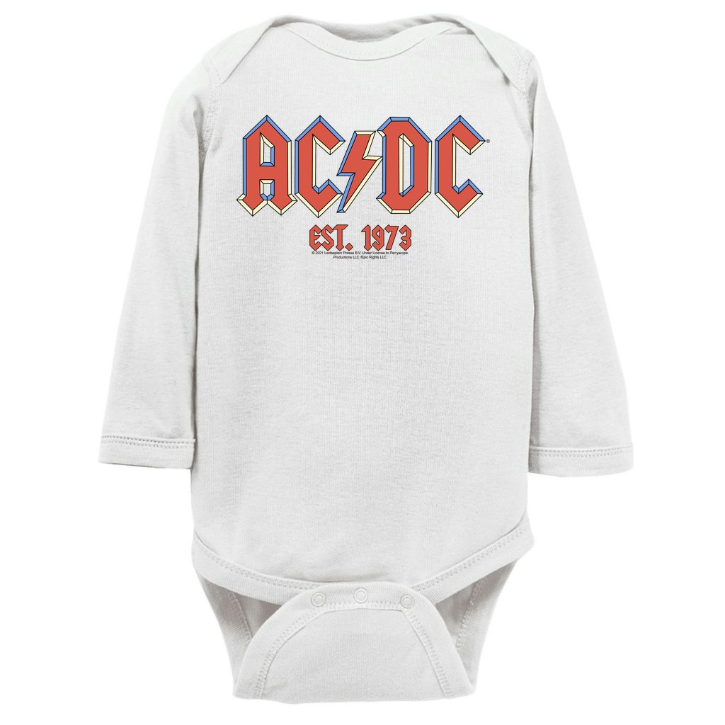 AC/DC Long Sleeve Bodysuit | Est. 1973 Pastel Logo Bodysuit (Merchbar ...