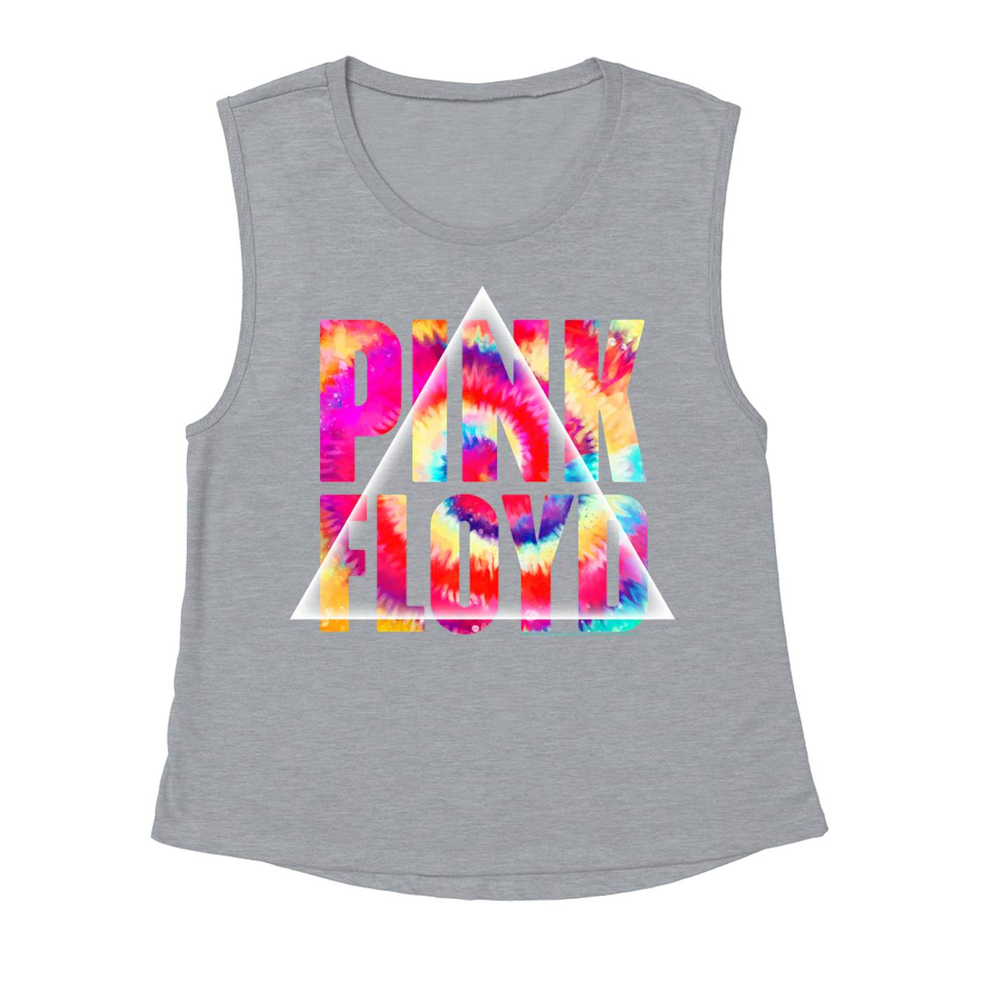 Pink Floyd Ladies' Muscle Tank Top | Tie Dye Prism Logo Pink Floyd Shirt (Merchbar Exclusive)