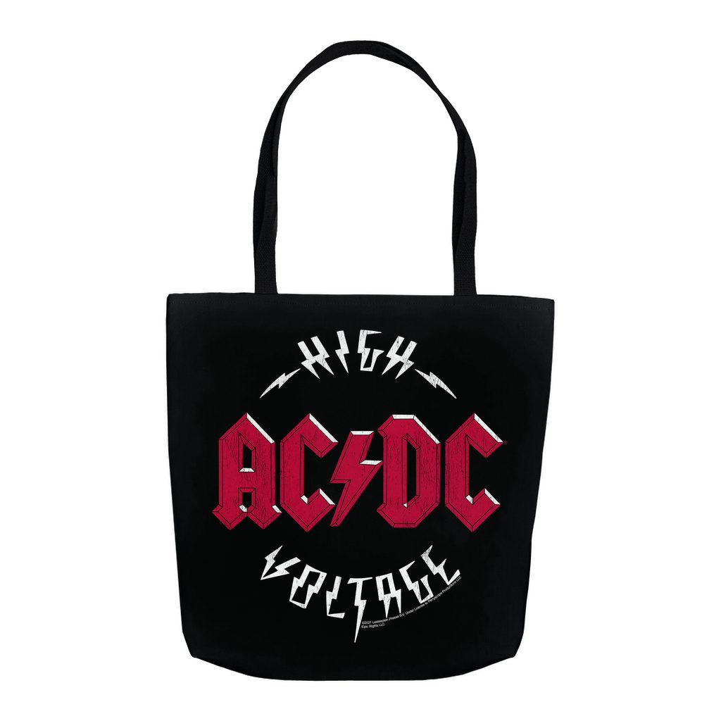 AC/DC Tote Bag | High Voltage Red Logo Distressed Bag (Merchbar Exclusive)