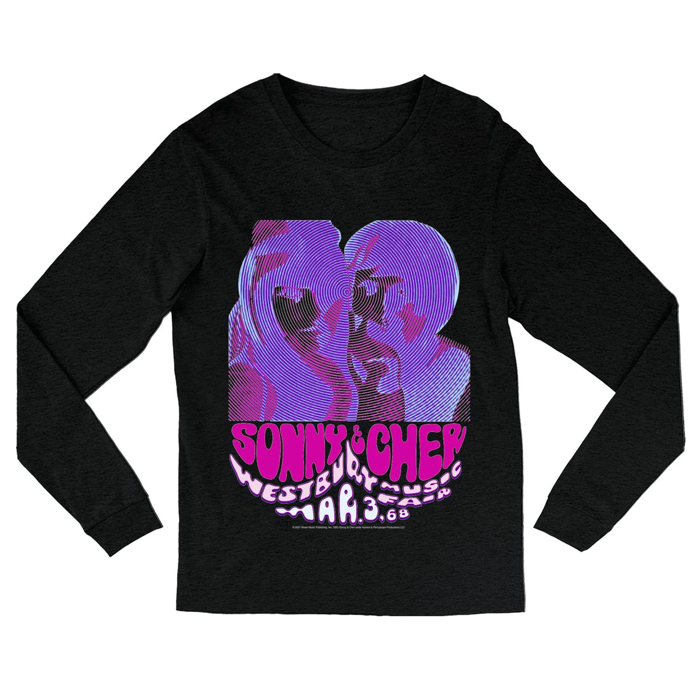 Sonny & Cher Heather Long Sleeve Shirt | Westbusry Music Fair Psychedelic Flyer Sonny and Cher Shirt