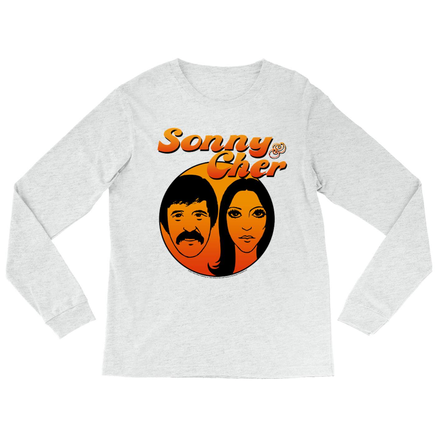 Sonny & Cher Heather Long Sleeve Shirt | Comedy Hour Illustration And Logo Ombre Sonny and Cher Shirt