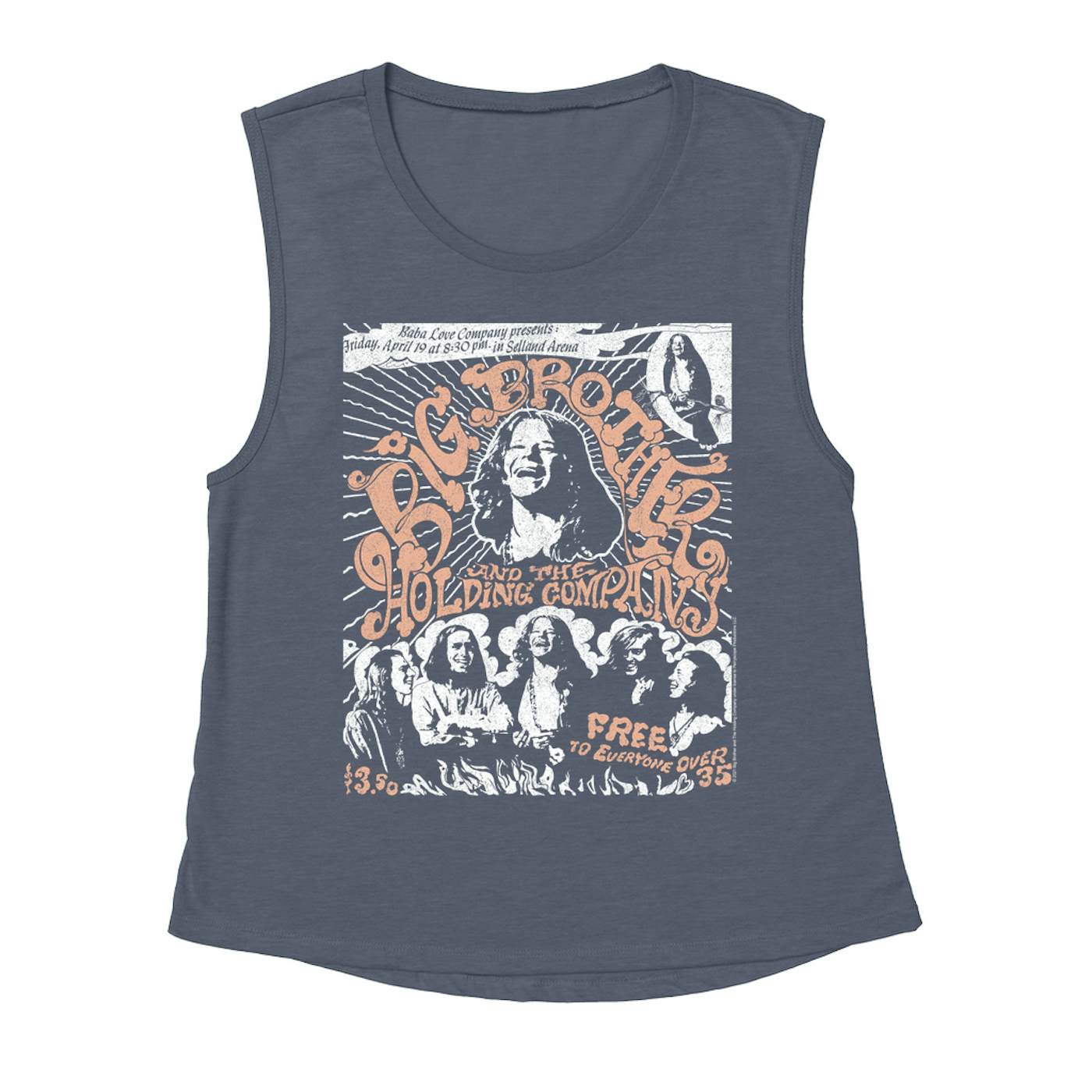 Big Brother & The Holding Company Big Brother and The Holding Co. Ladies' Muscle Tank Top | Featuring Janis Joplin Fresno Concert Flyer Big Brother and The Holding Co. Shirt