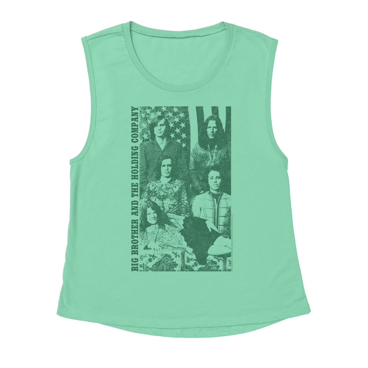 Big Brother & The Holding Company Big Brother and The Holding Co. Ladies' Muscle Tank Top | Featuring Janis Joplin Group Flag Photo Big Brother and The Holding Co. Shirt (Merchbar Exclusive)
