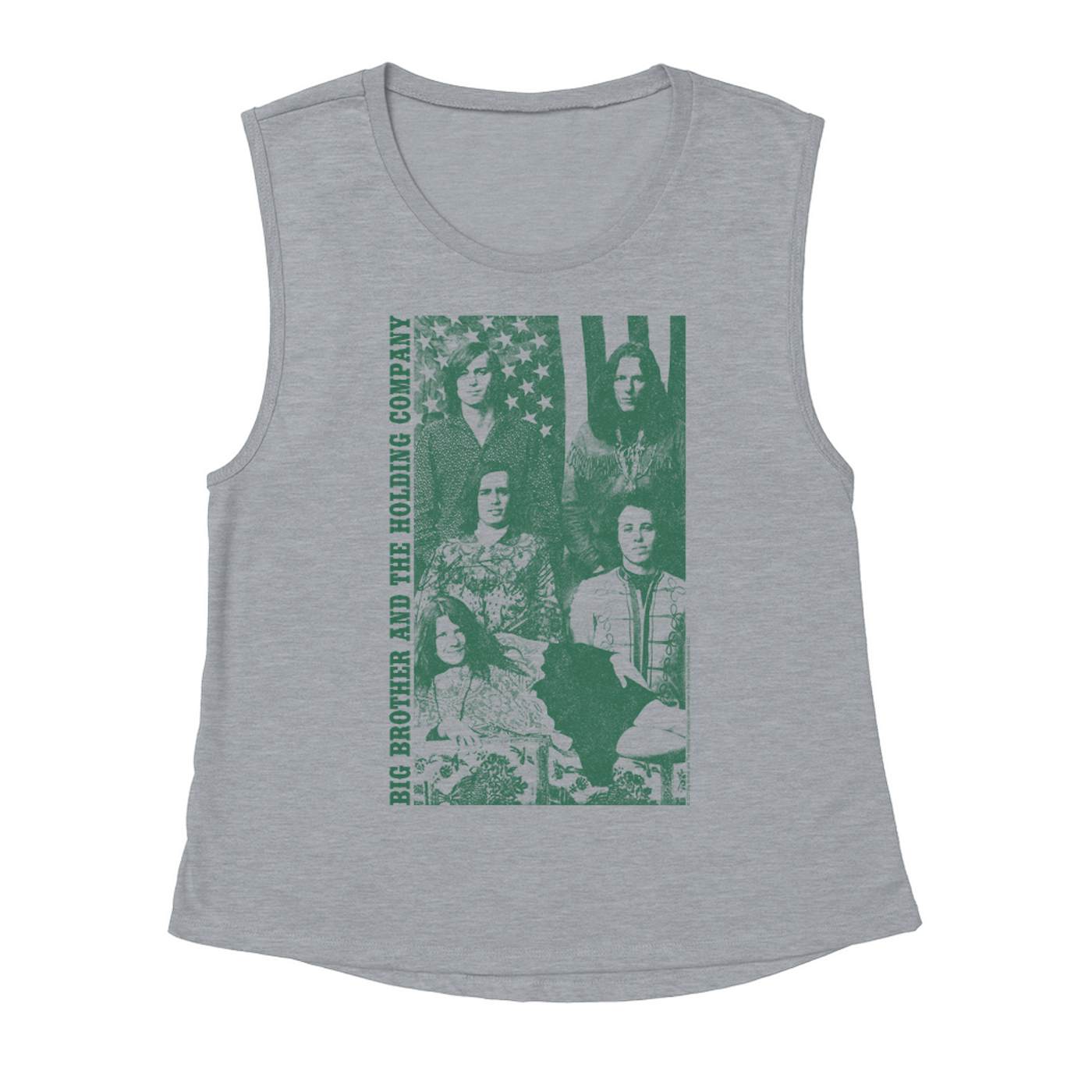 Big Brother & The Holding Company Big Brother and The Holding Co. Ladies' Muscle Tank Top | Featuring Janis Joplin Group Flag Photo Big Brother and The Holding Co. Shirt (Merchbar Exclusive)