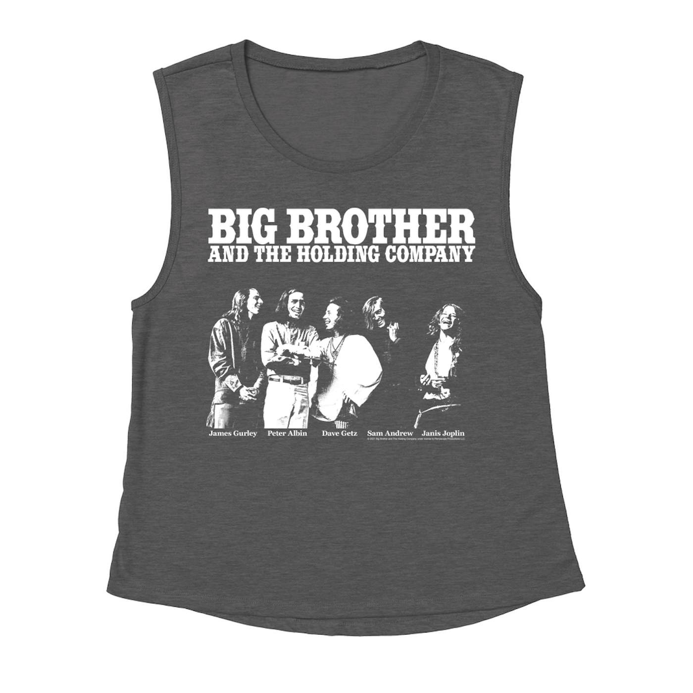 Big Brother & The Holding Company Big Brother and The Holding Co. Ladies' Muscle Tank Top | Featuring Janis Joplin Black and White Photo Big Brother and The Holding Co. Shirt (Merchbar Exclusive)