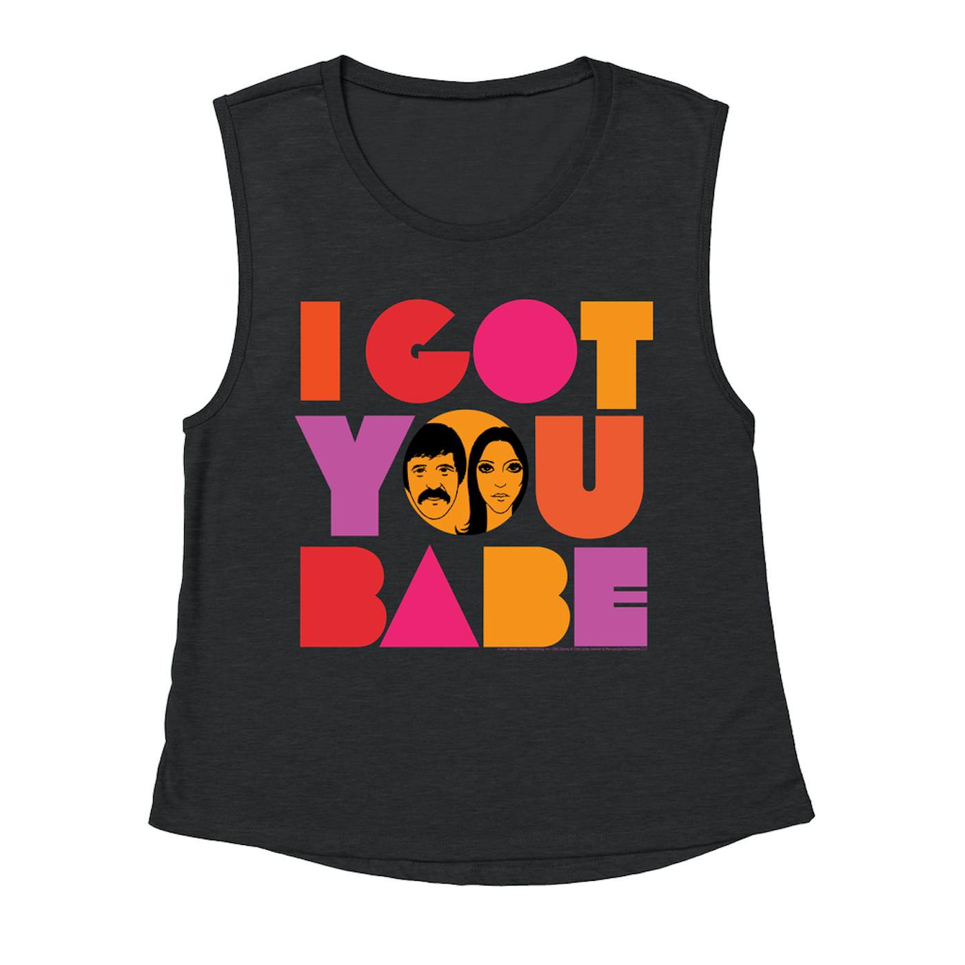 Sonny & Cher Ladies' Muscle Tank Top | I Got You Babe Bright Logo Image Sonny and Cher Shirt
