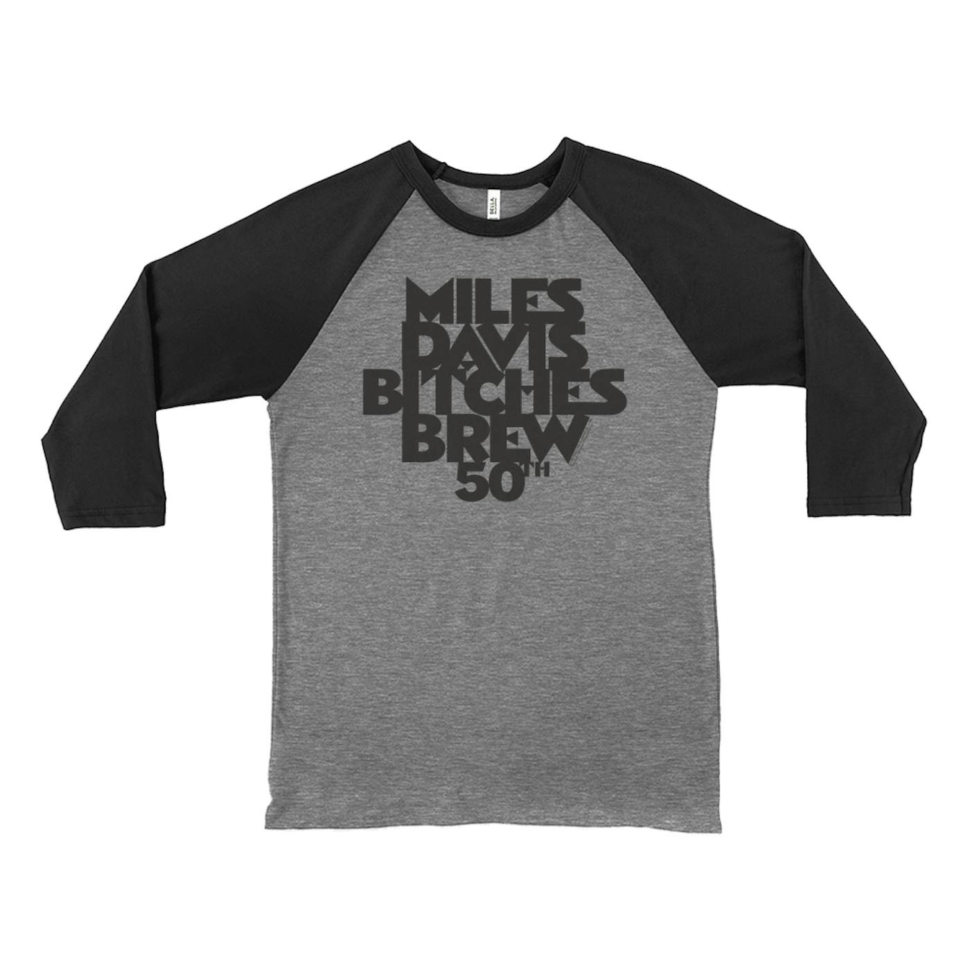 Miles Davis 3/4 Sleeve Baseball Tee | 50th Anniversary Bitches Brew Logo Black Miles Davis Shirt