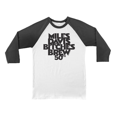 Miles Davis 3/4 Sleeve Baseball Tee | 50th Anniversary Bitches Brew Logo Black Miles Davis Shirt