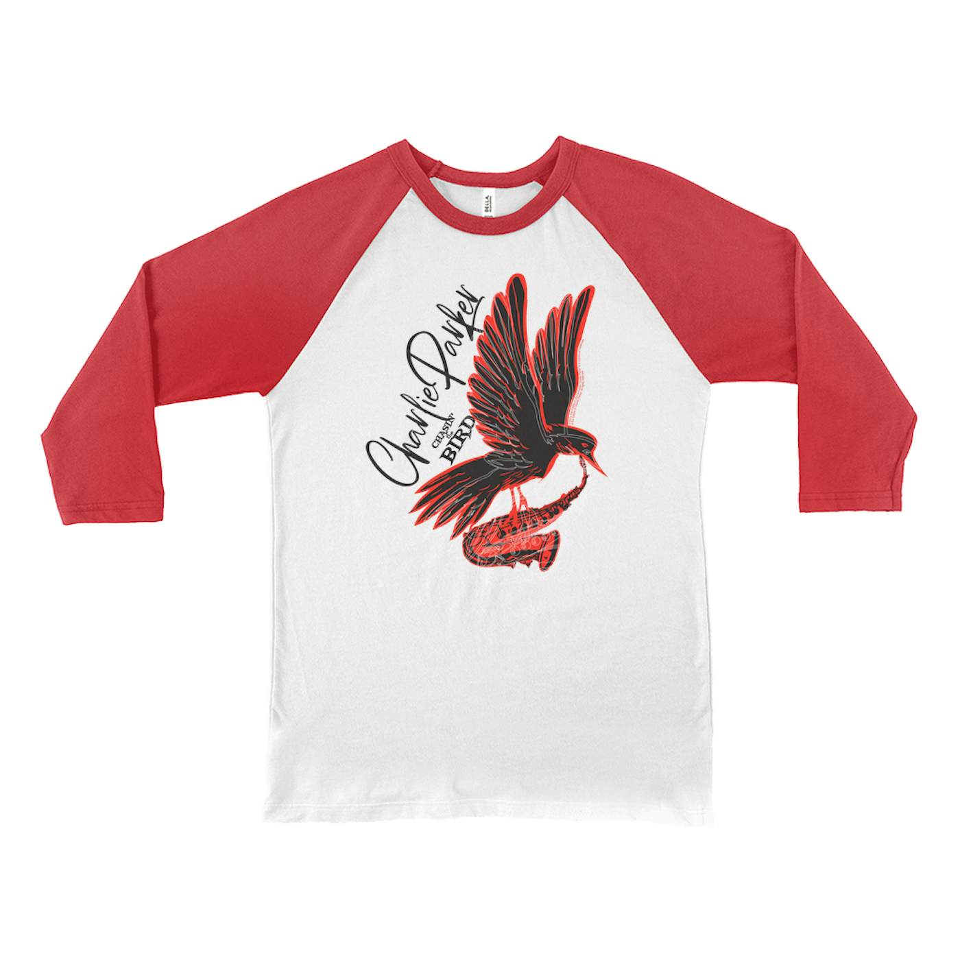 Charlie Parker 3/4 Sleeve Baseball Tee | Chasin' The Bird Black