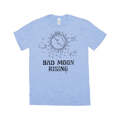 Creedence Clearwater Revival Triblend T-Shirt | Bad Moon Rising Sun And Moon Design Distressed Creedence Clearwater Revival Shirt