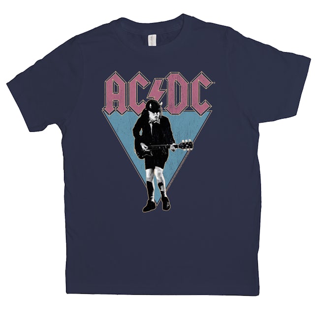 AC/DC Kids T-Shirt | Angus Young Concert Photo Design Distressed Kids Shirt