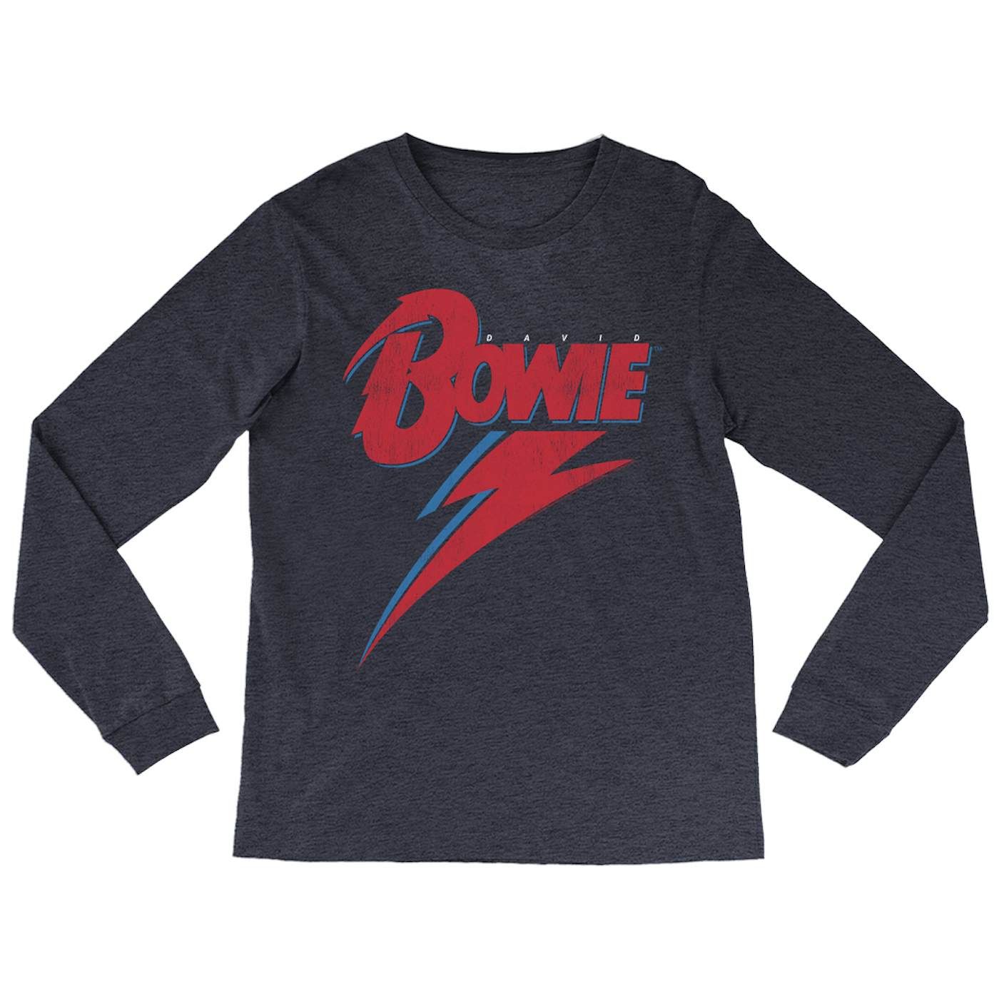 David Bowie Long Sleeve Shirt | Contemporary Lightning Bolt Logo Distressed David Bowie Shirt