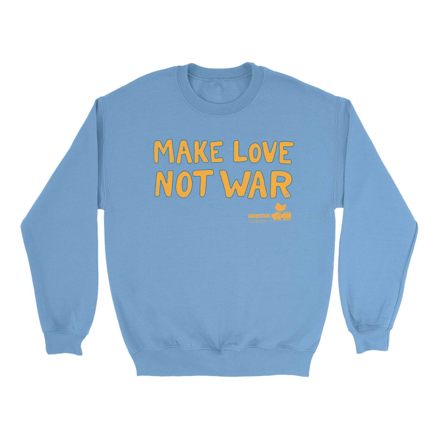 Woodstock Bright Colored Sweatshirt | Make Love Not War Distressed Woodstock Sweatshirt (Merchbar Exclusive)