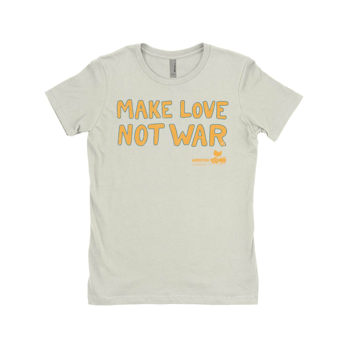 Woodstock Ladies' Boyfriend T-Shirt | Make Love Not War Distressed Woodstock Shirt (Merchbar Exclusive)