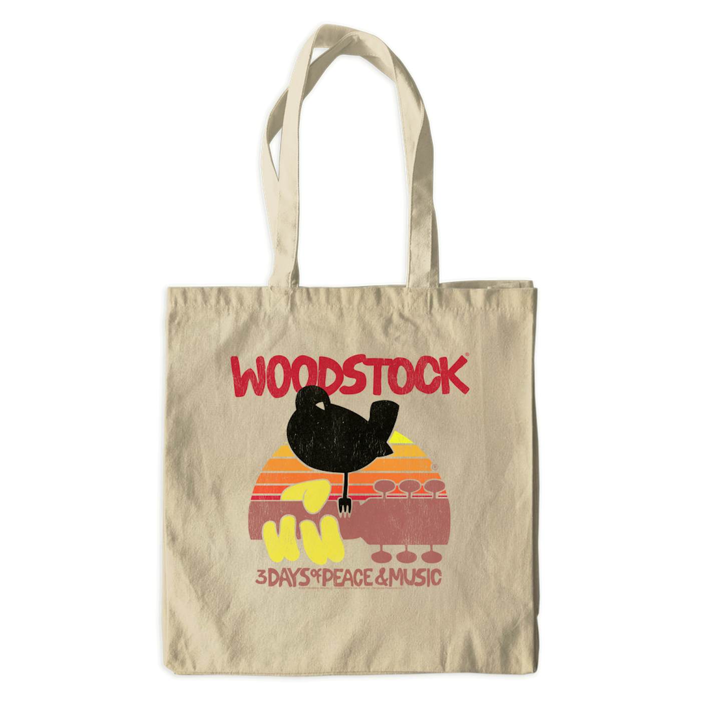 Woodstock Canvas Tote Bag | Bird And Guitar Woodstock Sunset Woodstock Bag (Merchbar Exclusive)