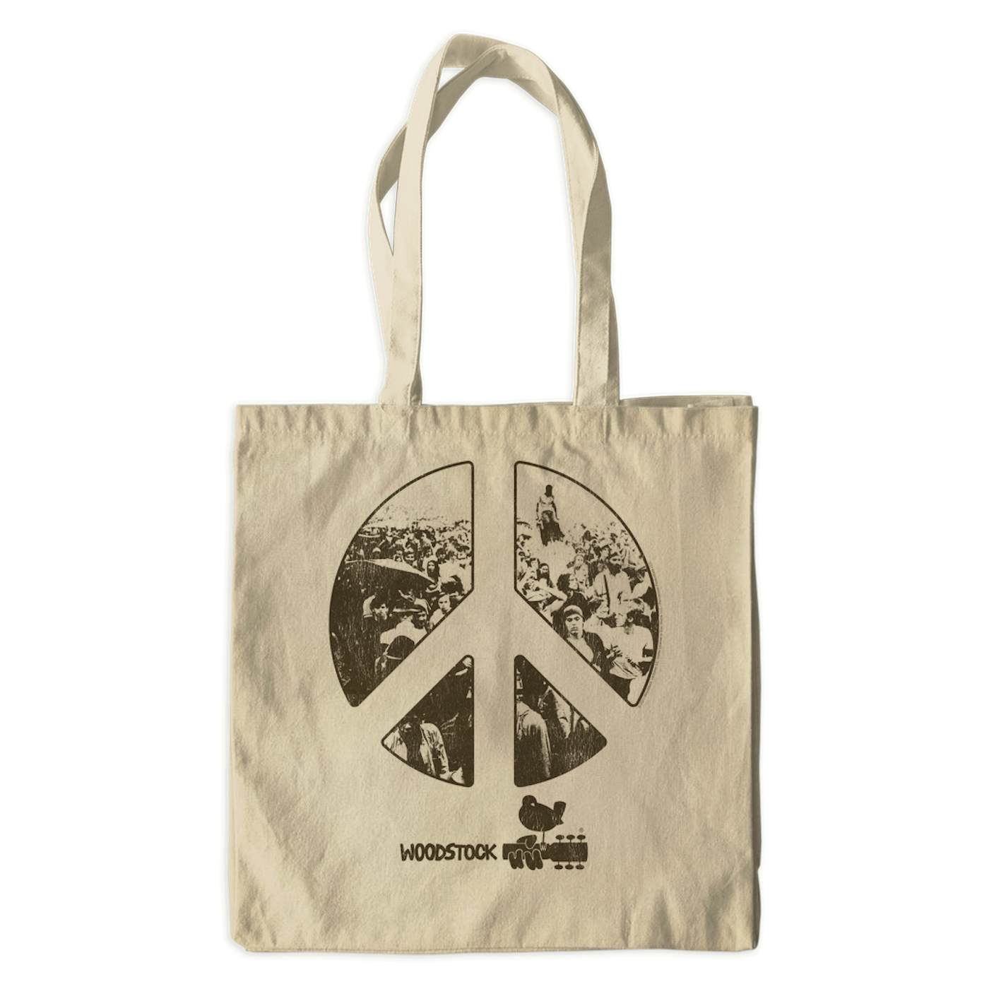 Woodstock Canvas Tote Bag | Crowd Photo Peace Sign Woodstock Bag (Merchbar Exclusive)