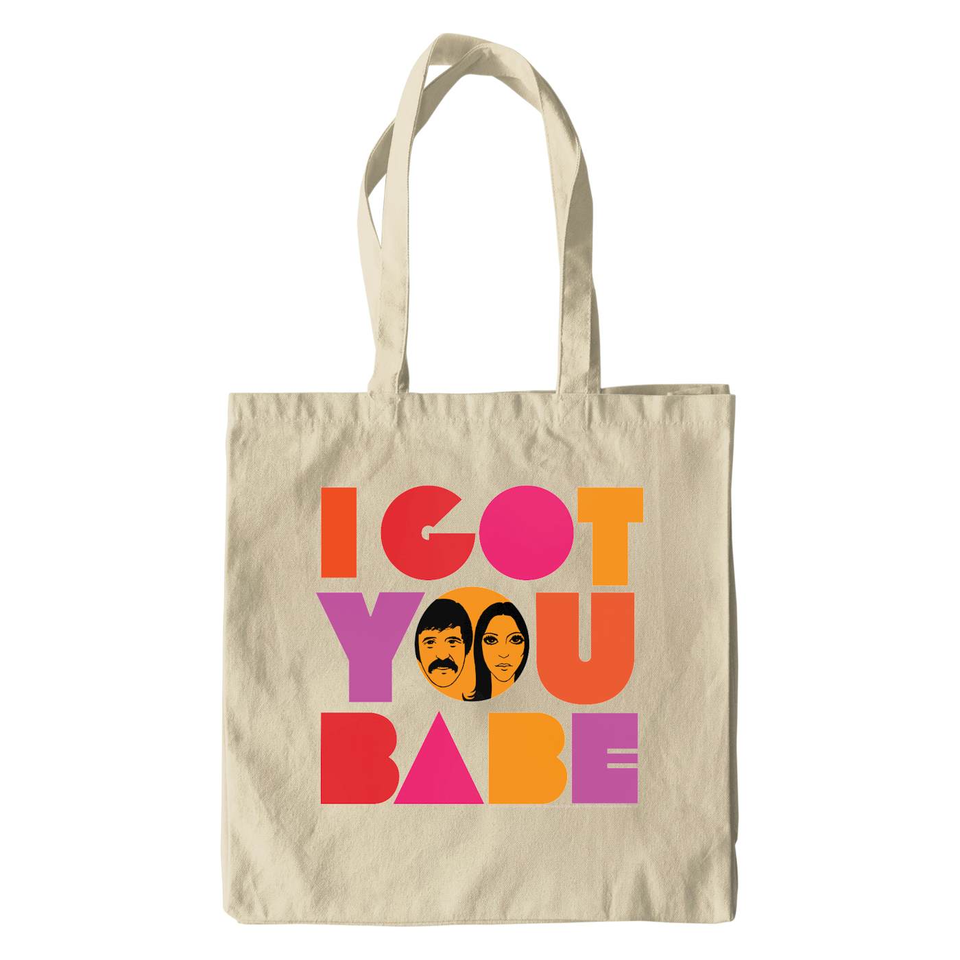Sonny & Cher Canvas Tote Bag | I Got You Babe Bright Logo Image Sonny and Cher Bag (Merchbar Exclusive)