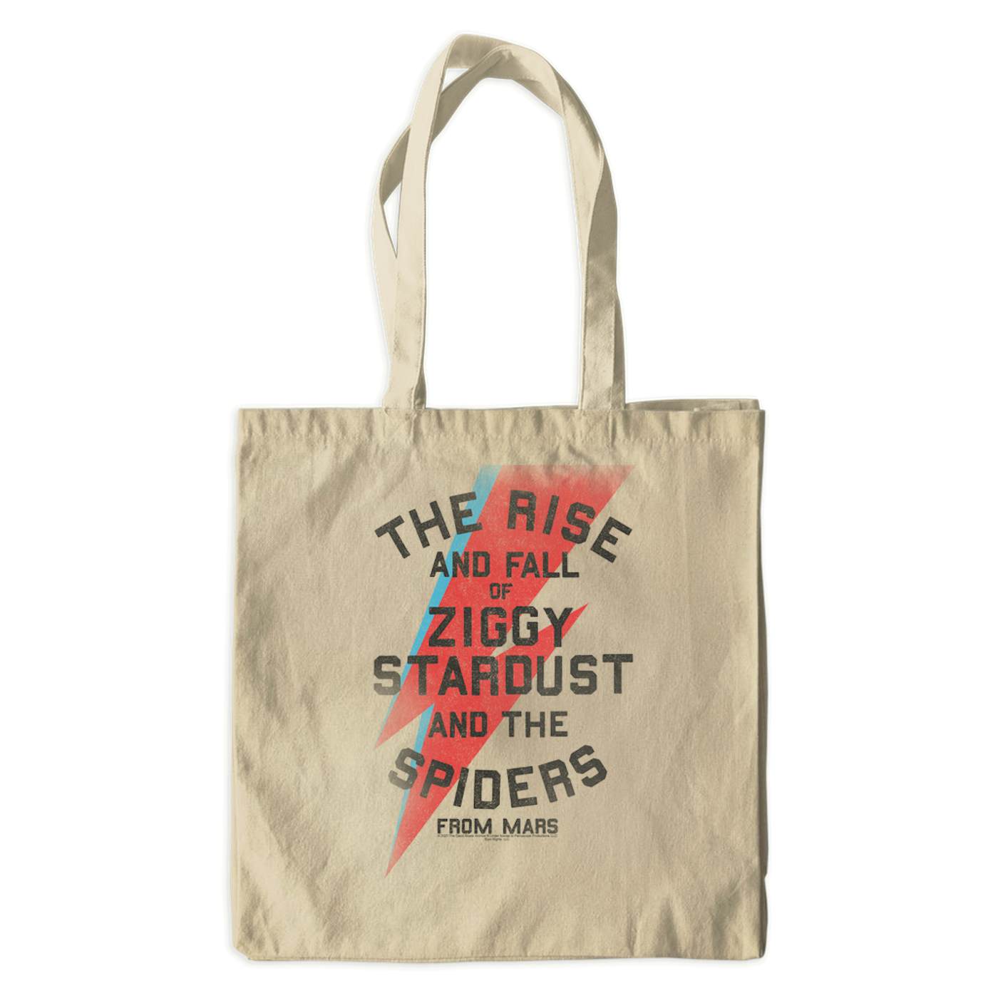 David Bowie Canvas Tote Bag | The Rise And Fall Of Ziggy Stardust And The Spiders From Mars Lightning Bolt Distressed David Bowie Bag (Merchbar Exclusive)