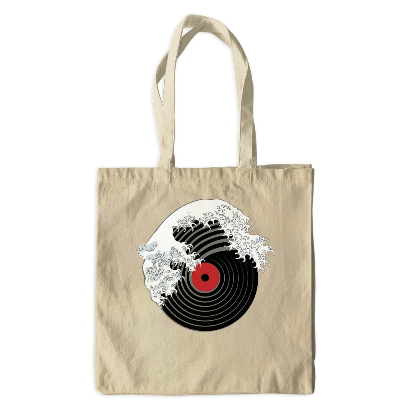 Merchbar Music Life Canvas Tote Bag | Vinyl Great Wave Merchbar Music Life Canvas Tote