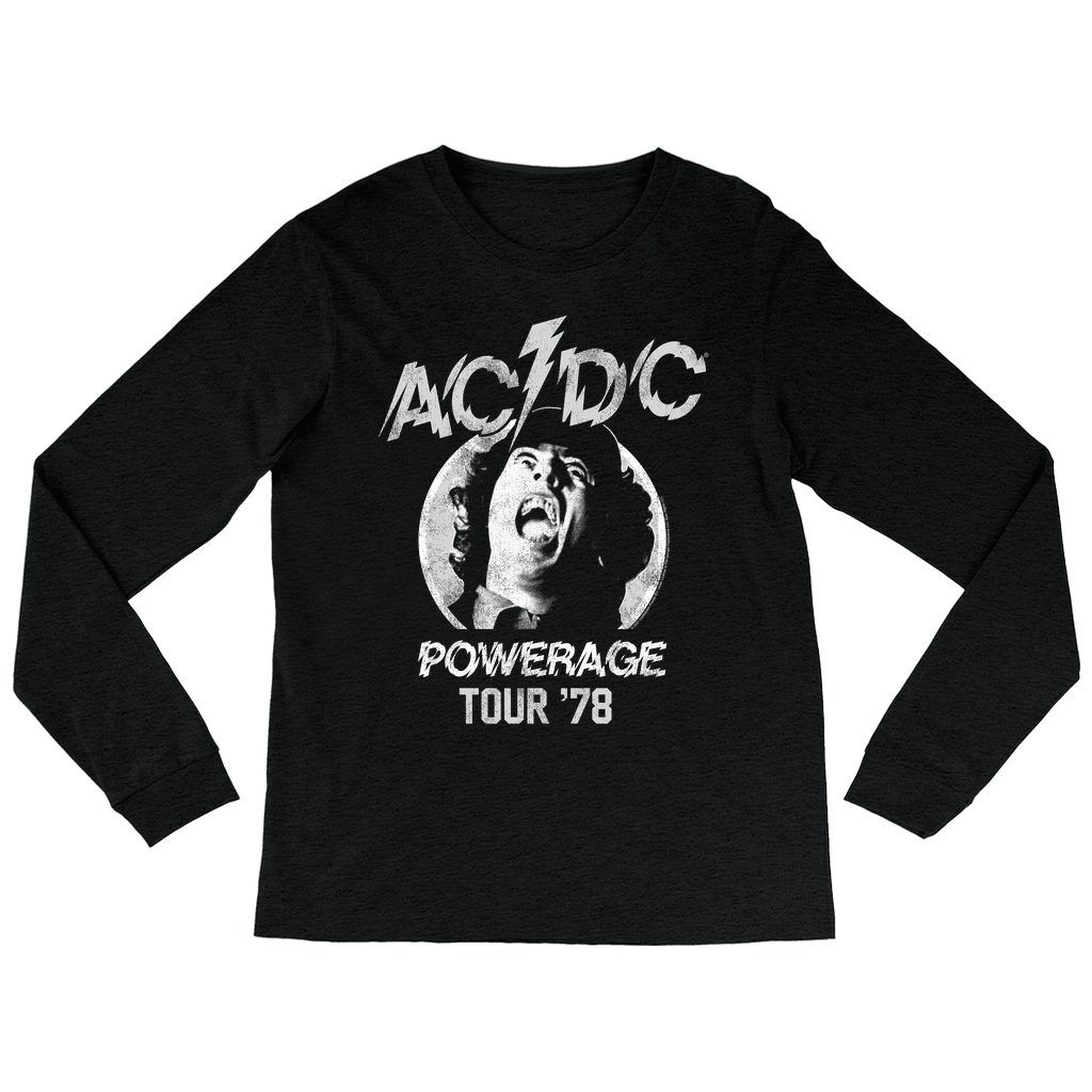 AC/DC Long Sleeve Shirt | 1978 Powerage Tour Image Distressed Shirt ...