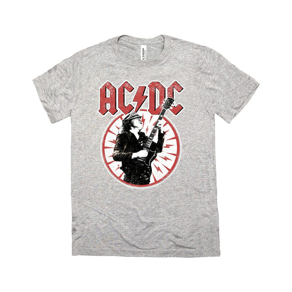 AC/DC Triblend T-Shirt | Angus Young In Bolts Design Distressed Shirt ...