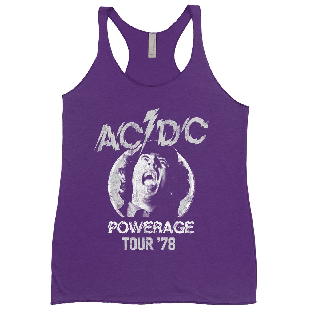 AC/DC Ladies' Tank Top | 1978 Powerage Tour Image Distressed Shirt ...