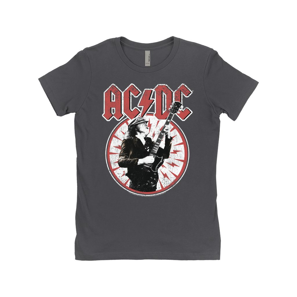 AC/DC Ladies' Boyfriend T-Shirt | Angus Young In Bolts Design ...