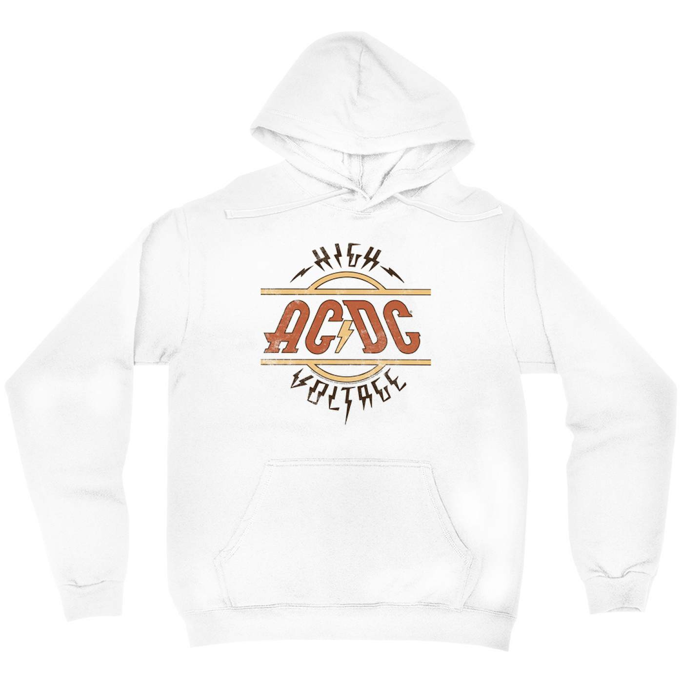 AC/DC Hoodie | Retro Colored High Voltage Design Distressed ACDC Hoodie