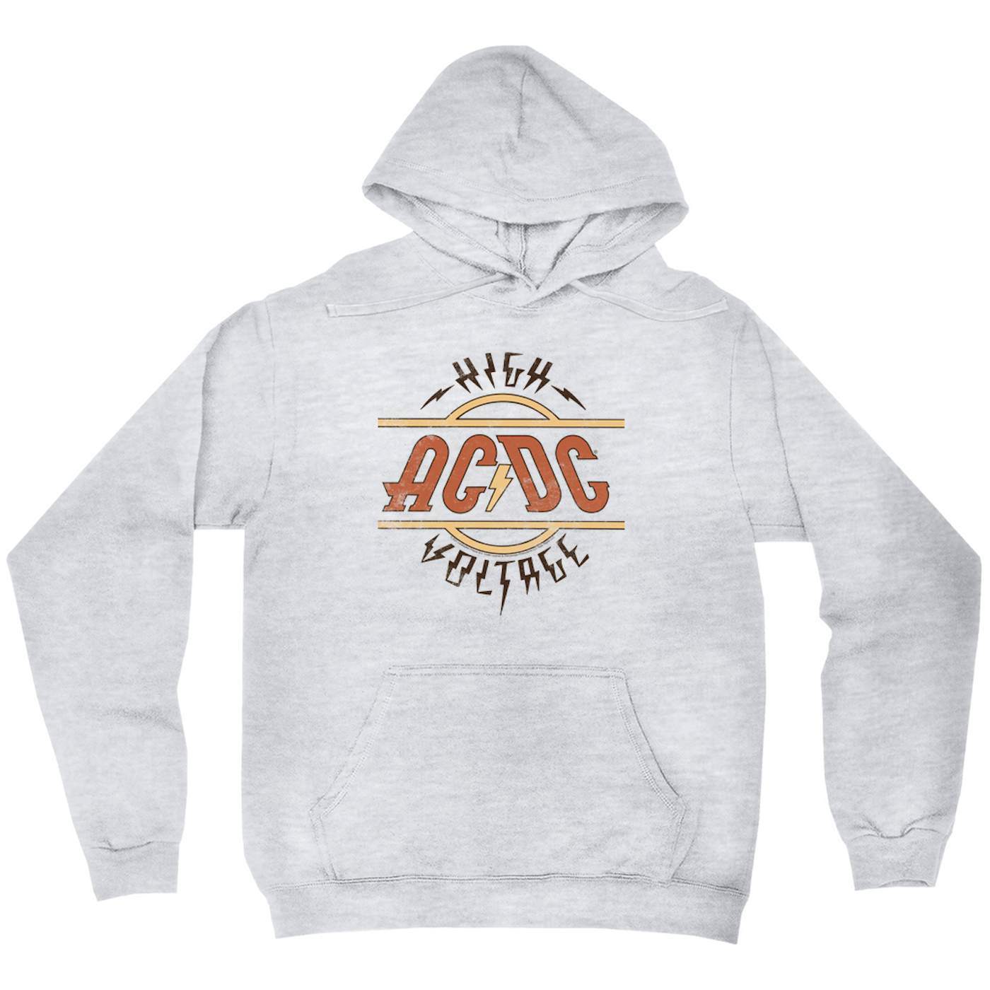 AC/DC Hoodie | Retro Colored High Voltage Design Distressed ACDC Hoodie